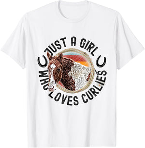 Just A Girl Who Loves Curlies Curly Horses Ponies Pony T-Shirt - T-Shirt | White