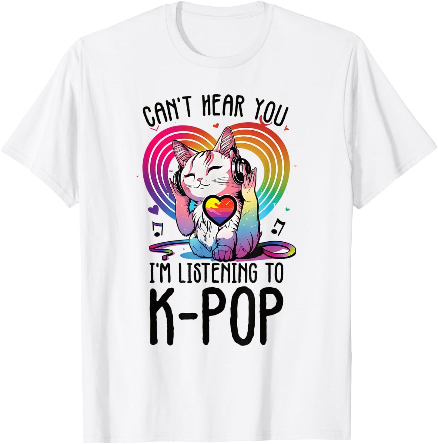Powered By Kpop Merchandise Cat K-Pop Fashion Fangirls T-Shirt - T-Shirt | White