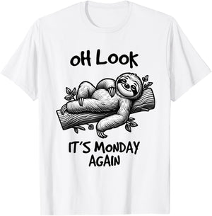 Look It's Monday Again, Funny Sloth Gifts, Men Woman Kids T-Shirt - T-Shirt | White