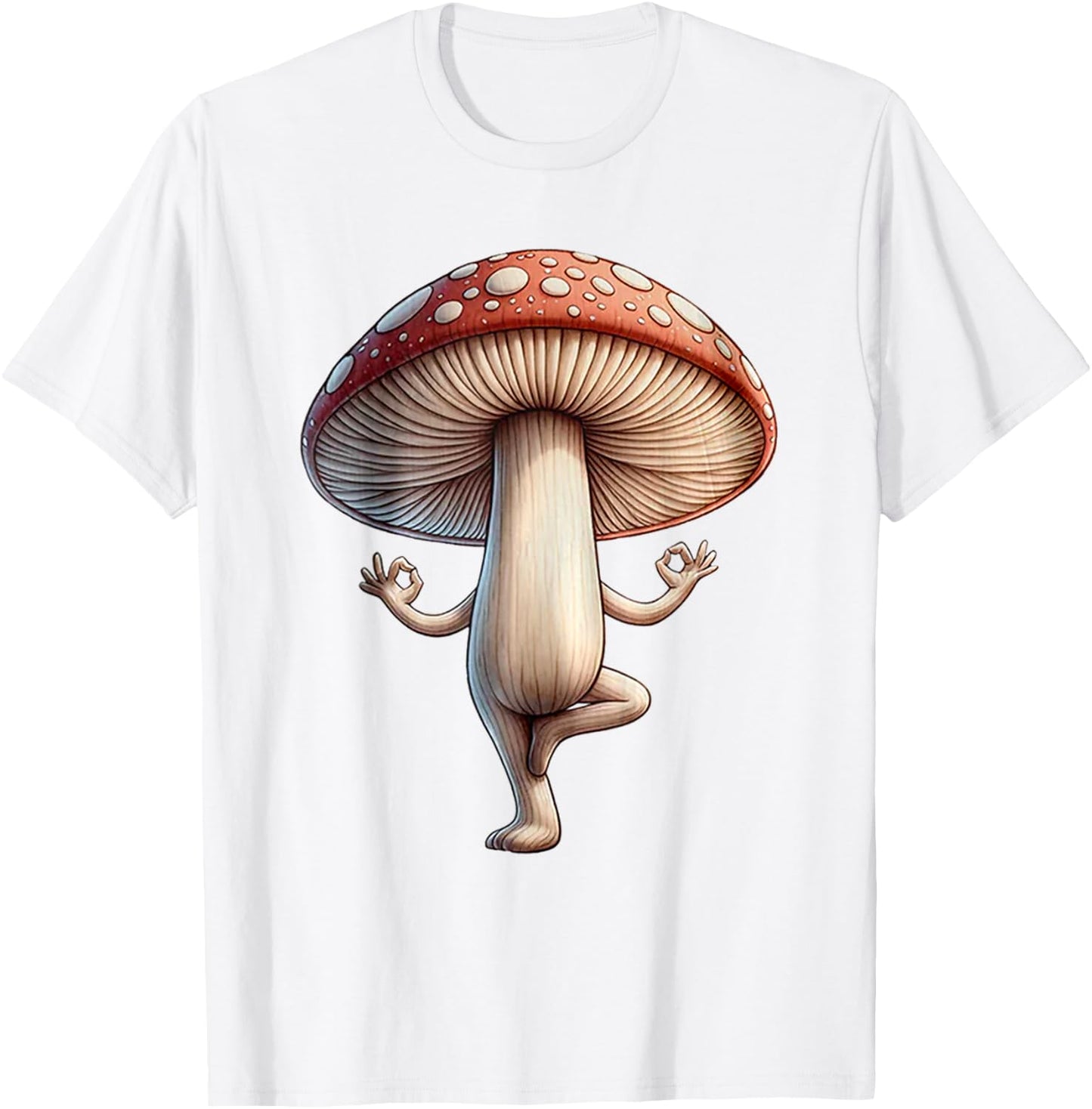Funny Yoga Mushroom T-Shirt - T-Shirt | White