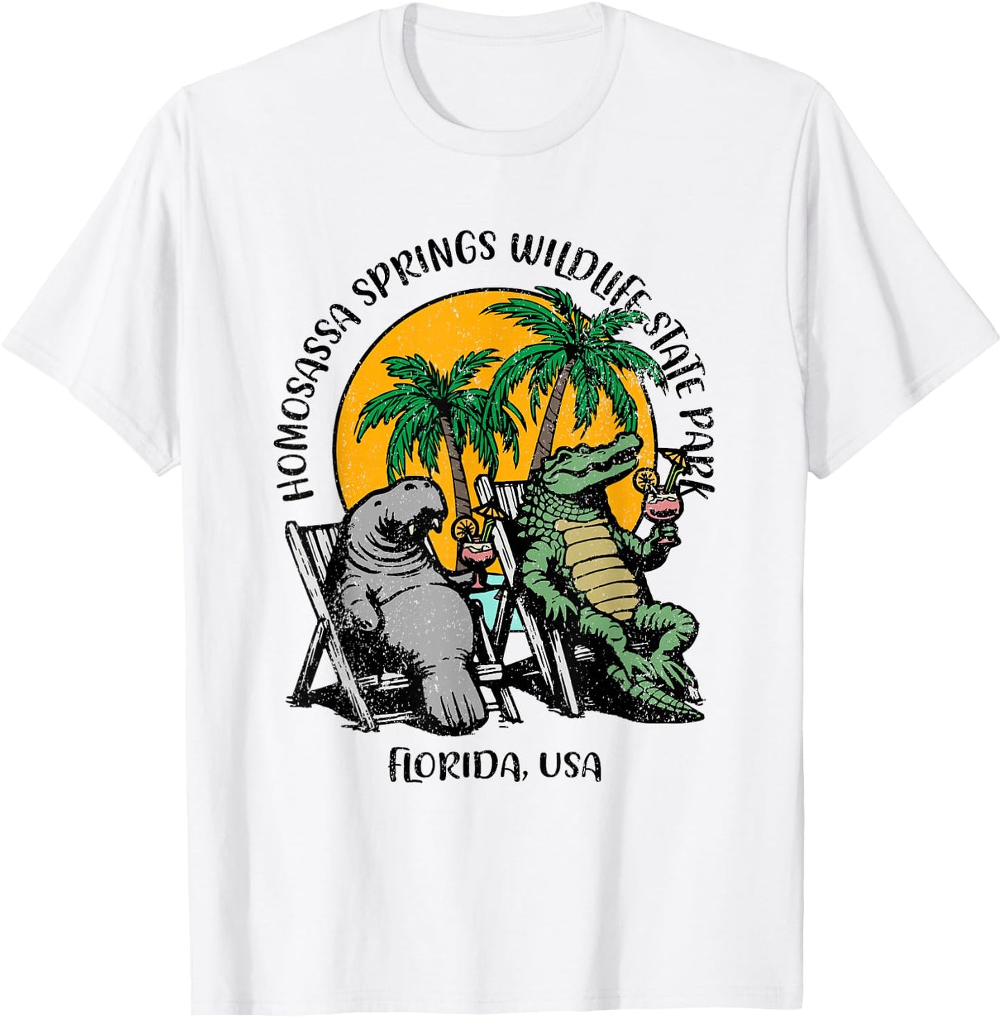 Homosassa Springs State Park Manatee Alligator Design T-Shirt - T-Shirt | White