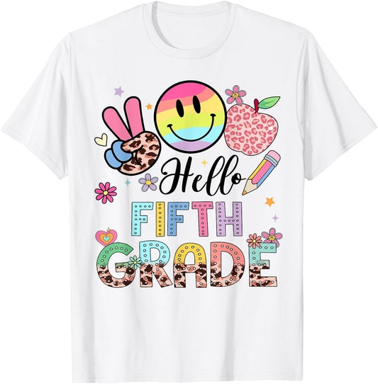 Hello 5th grade Boy Girl Teacher Back To School 5th grade T-Shirt - T-Shirt | White