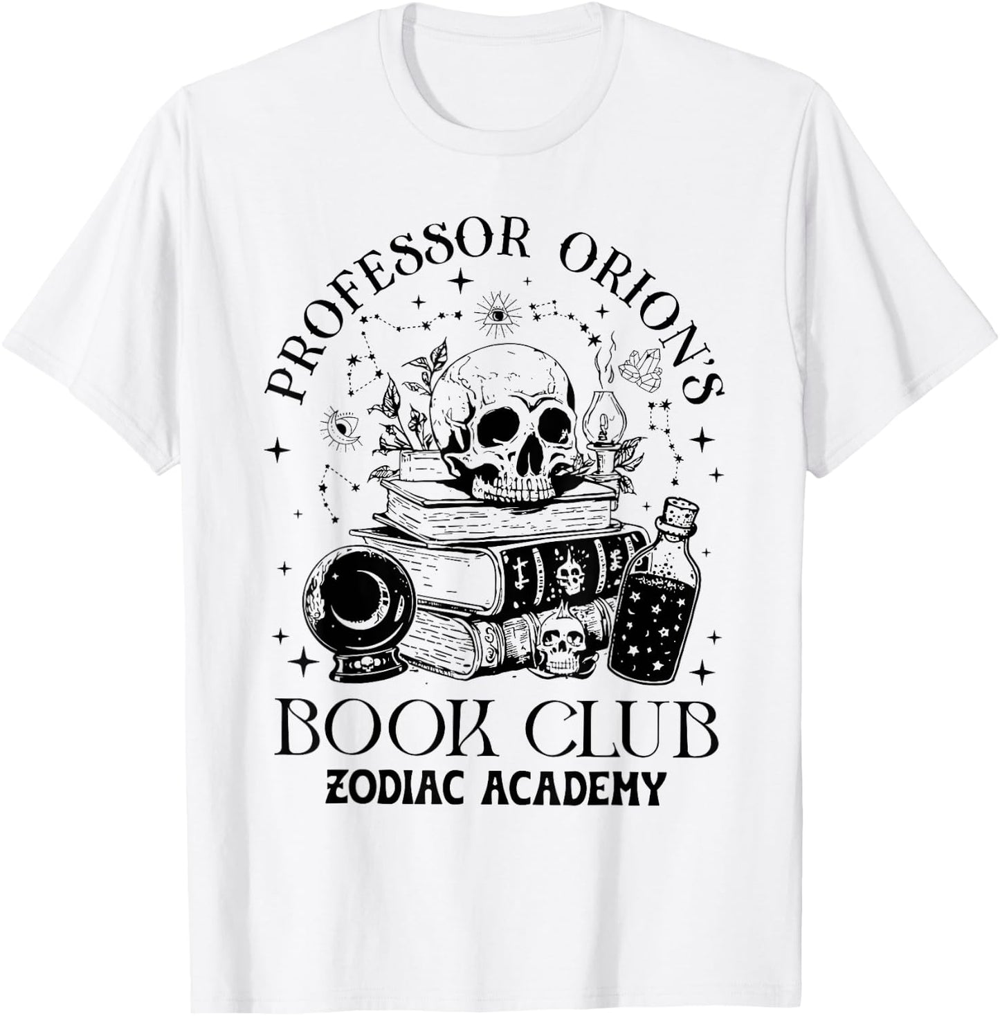 Professor Orions Book Club Halloween Skull Book Lover T-Shirt - T-Shirt | White