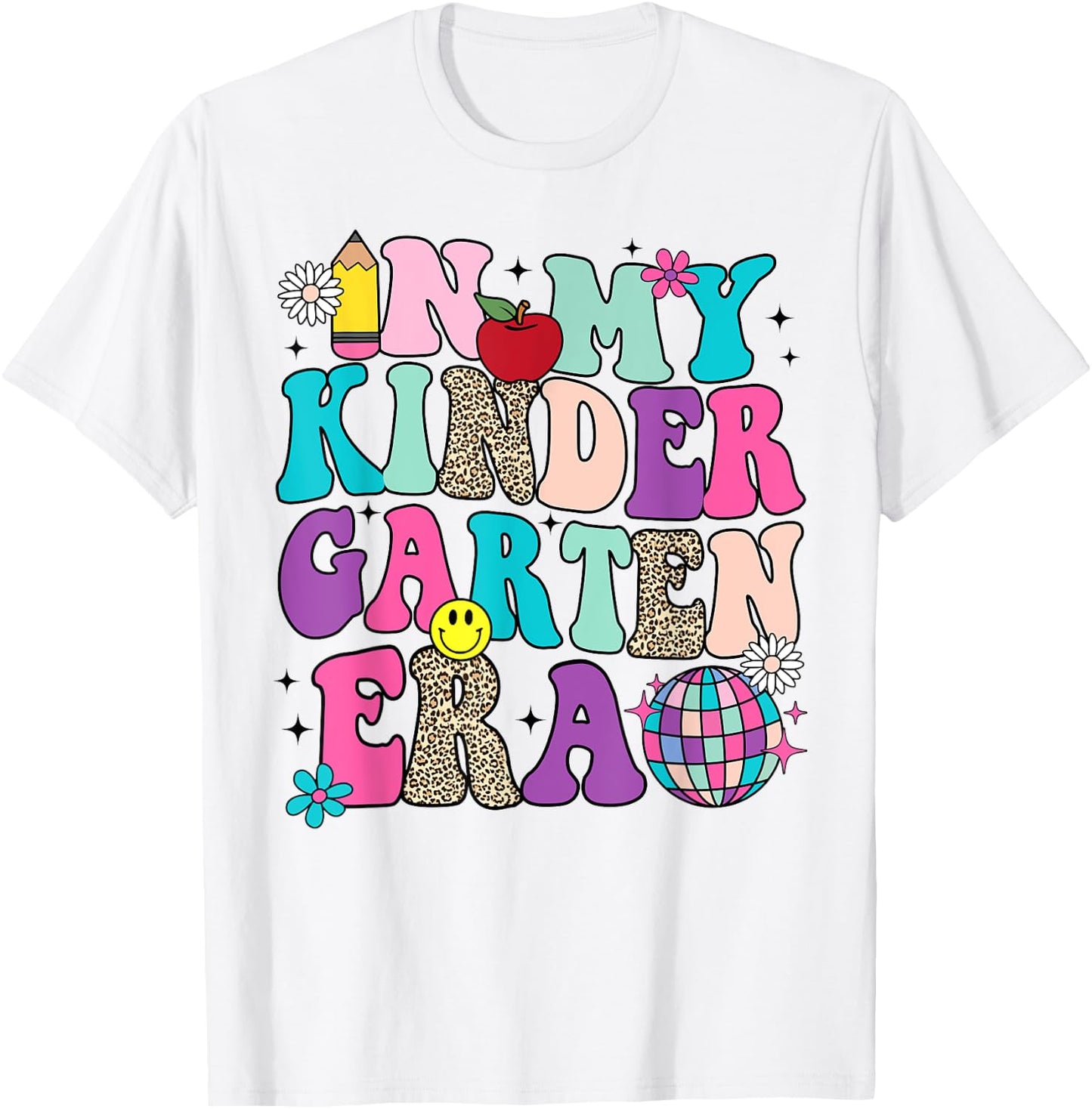 In My Kindergarten Era Back To School Retro Groovy T-Shirt - T-Shirt | White