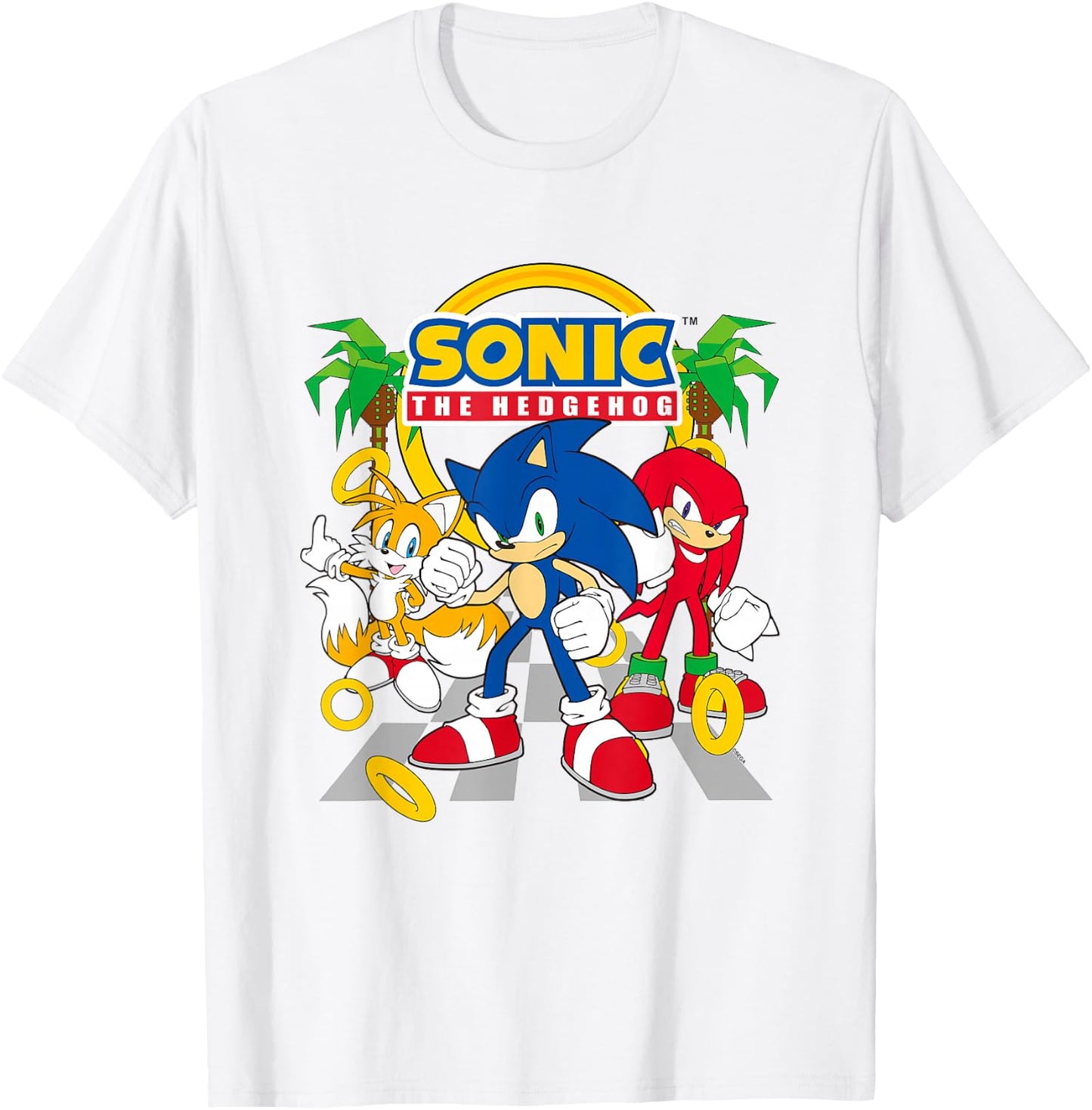 Sonic The Hedgehog Main Trio Gold Rings Epic Group Shot T-Shirt - T-Shirt | White