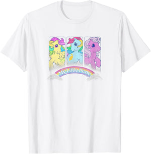 My Little Pony Classic Group Shot Retro Rainbow Box Up T-Shirt - T-Shirt | White