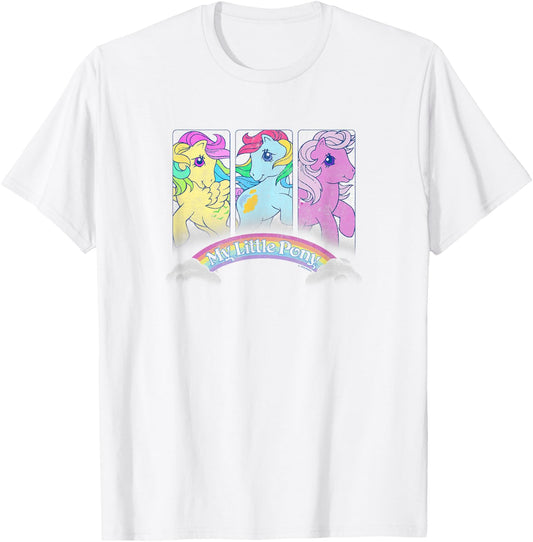 My Little Pony Classic Group Shot Retro Rainbow Box Up T-Shirt - T-Shirt | White