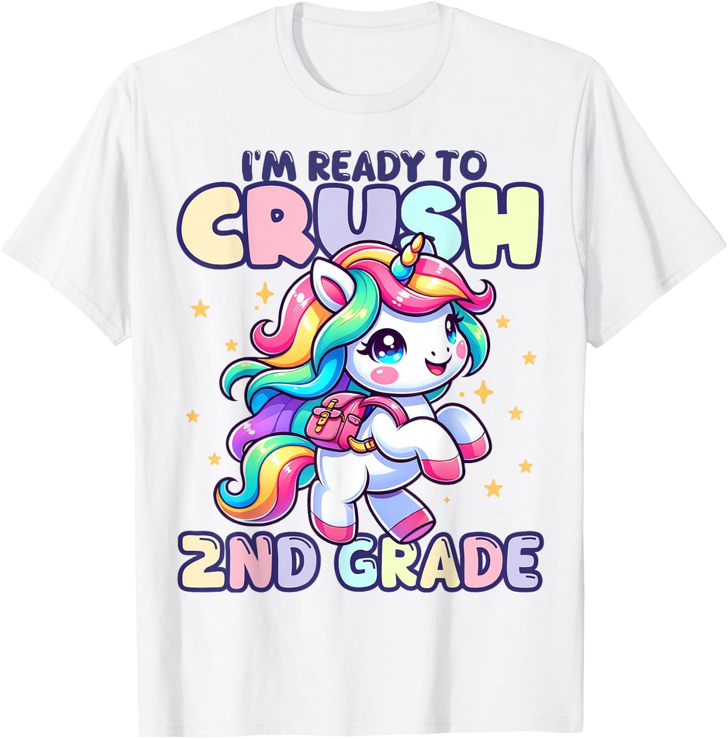 Crush 2nd Grade Girls Back to School Unicorn First Day Cute T-Shirt - T-Shirt | White