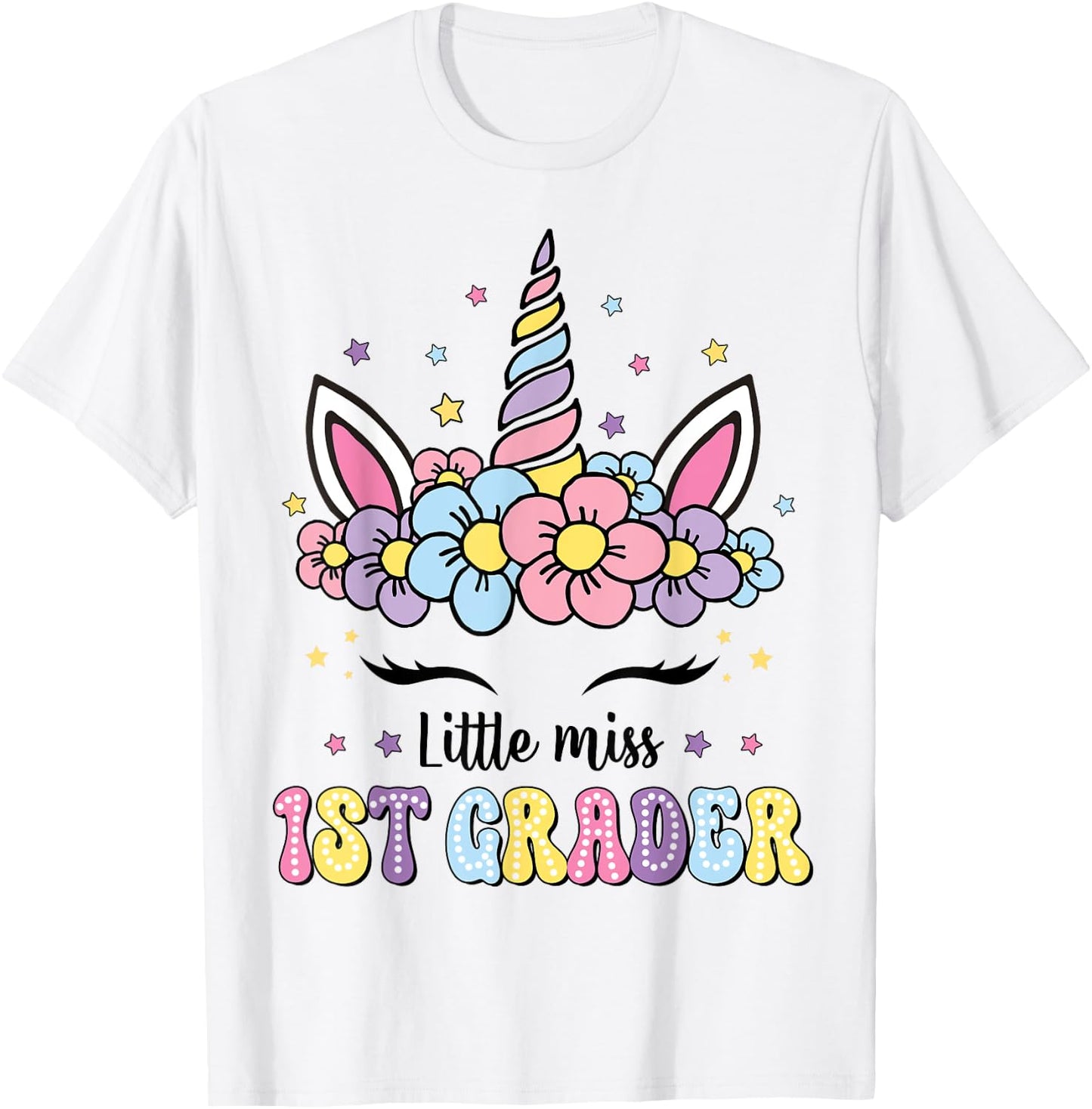 Little Miss 1st Grade Grader Hello First Day Of School Girls T-Shirt - T-Shirt | White