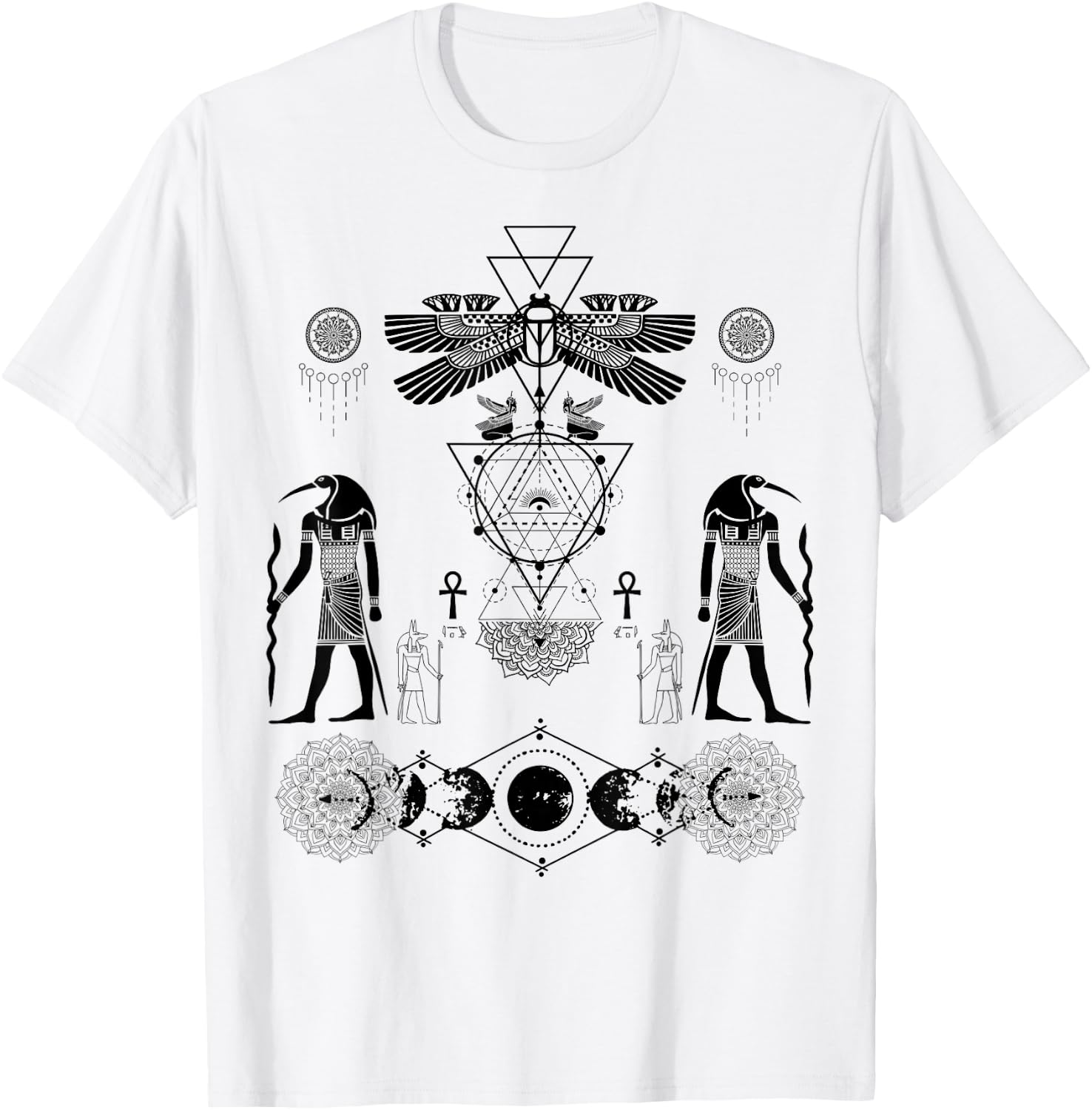 Ancient Kemetic Scarab Beetle Thoth Anubis Egyptian God Art T-Shirt - T-Shirt | White