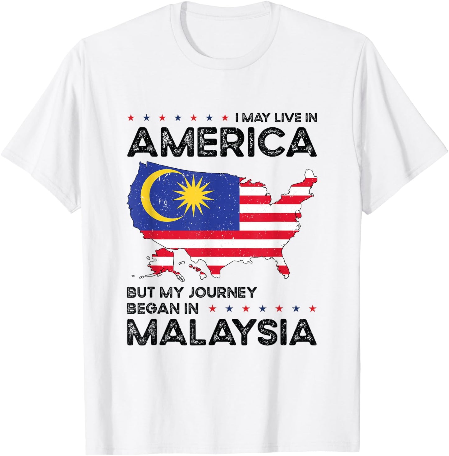 Malaysian American Patriot USA Grown Malaysia US Flag T-Shirt - T-Shirt | White