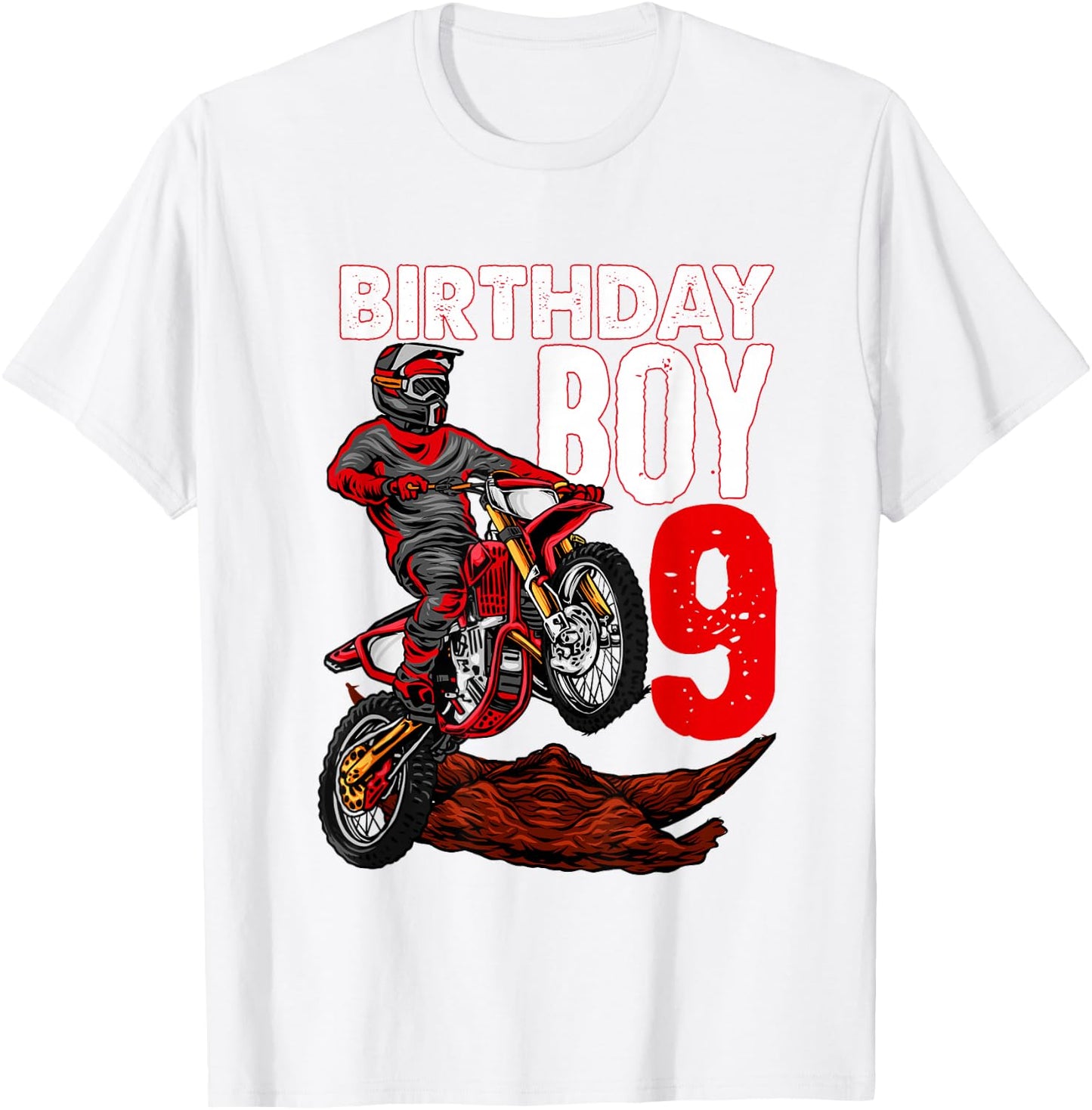 Motocross Birthday Shirt Motorcycle Themed 9th Birthday T-Shirt - T-Shirt | White
