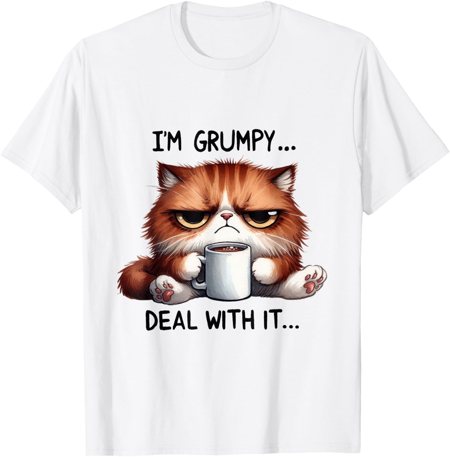 funny cat i'm grumpy deal with it Women Kids T-Shirt - T-Shirt | White