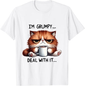 funny cat i'm grumpy deal with it Women Kids T-Shirt - T-Shirt | White