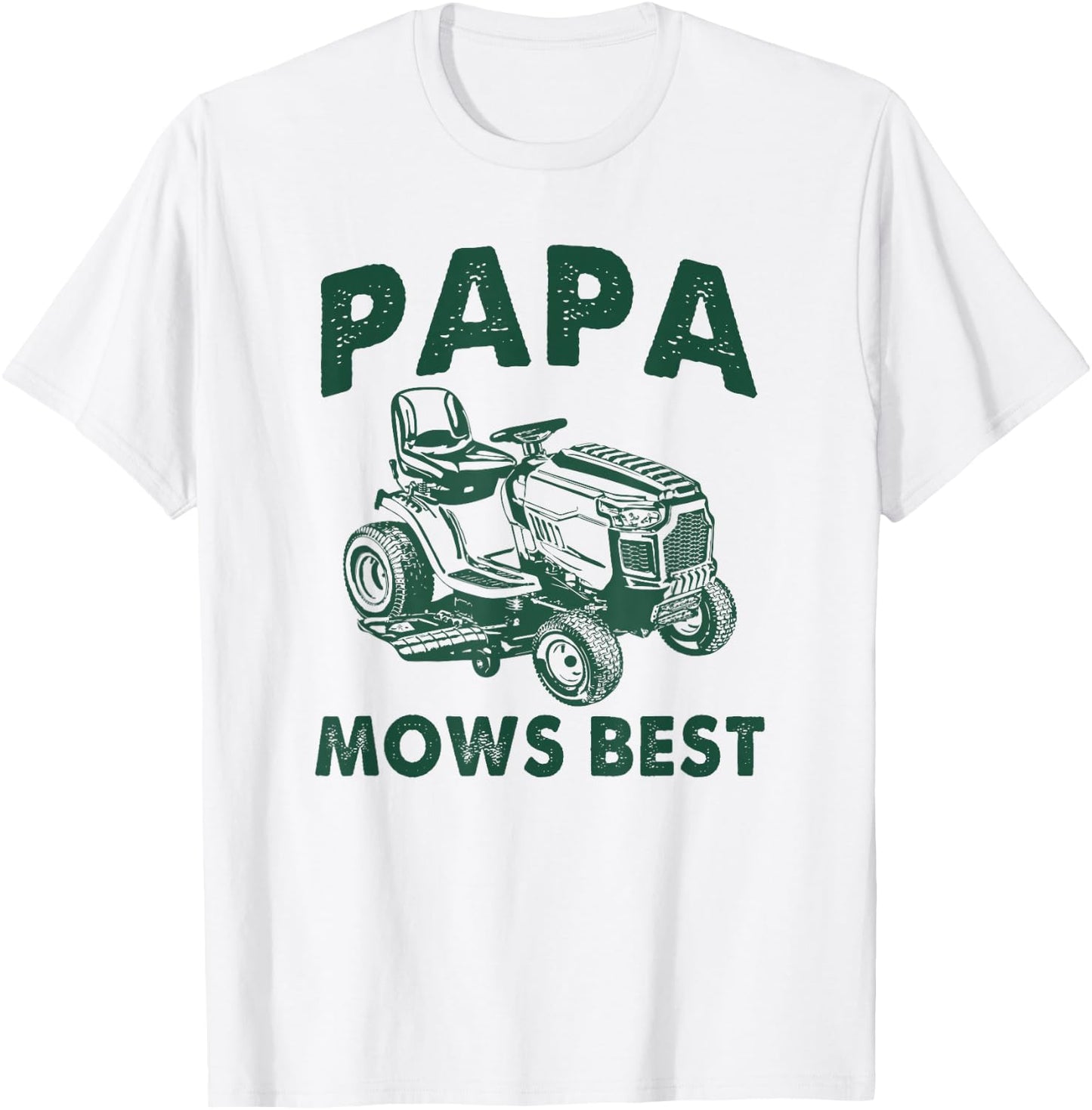 Papa Mows Best Riding Mower Retro Mowing Dad Father's Day T-Shirt - T-Shirt | White