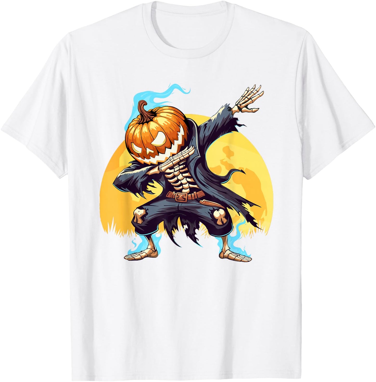 Dabbing Skeleton Headless Pumpkin Dab Dance Boys Halloween T-Shirt - T-Shirt | White