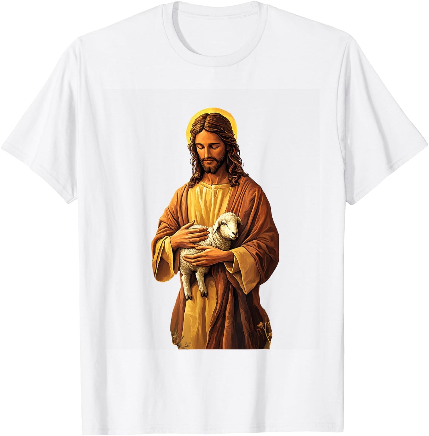 Jesus Holding Lamb Good Shepherd T-Shirt - T-Shirt | White