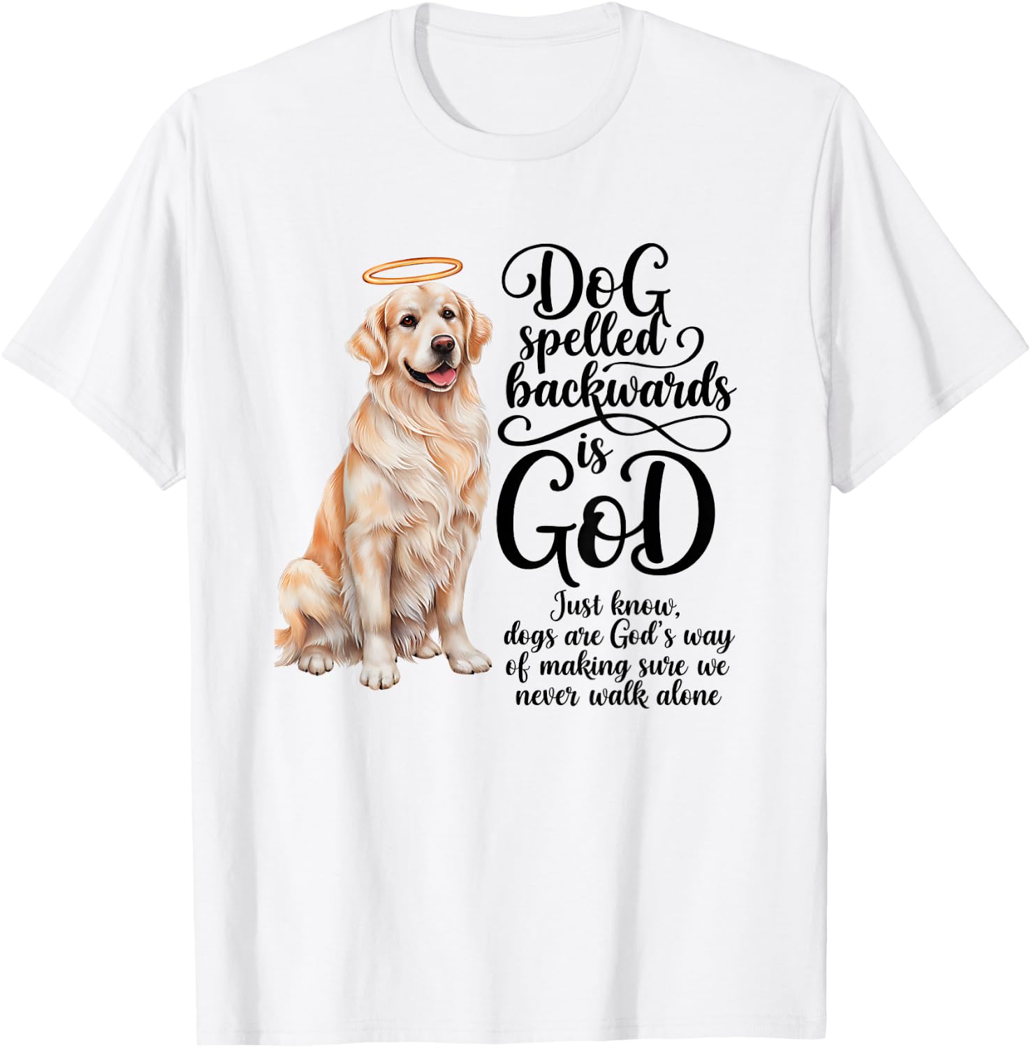 Dog Spelled Backwards is God English Cream Golden Retriever T-Shirt - T-Shirt | White