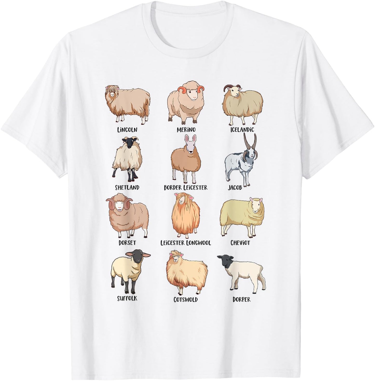Sheep breeds - Sheep motif T-Shirt - T-Shirt | White