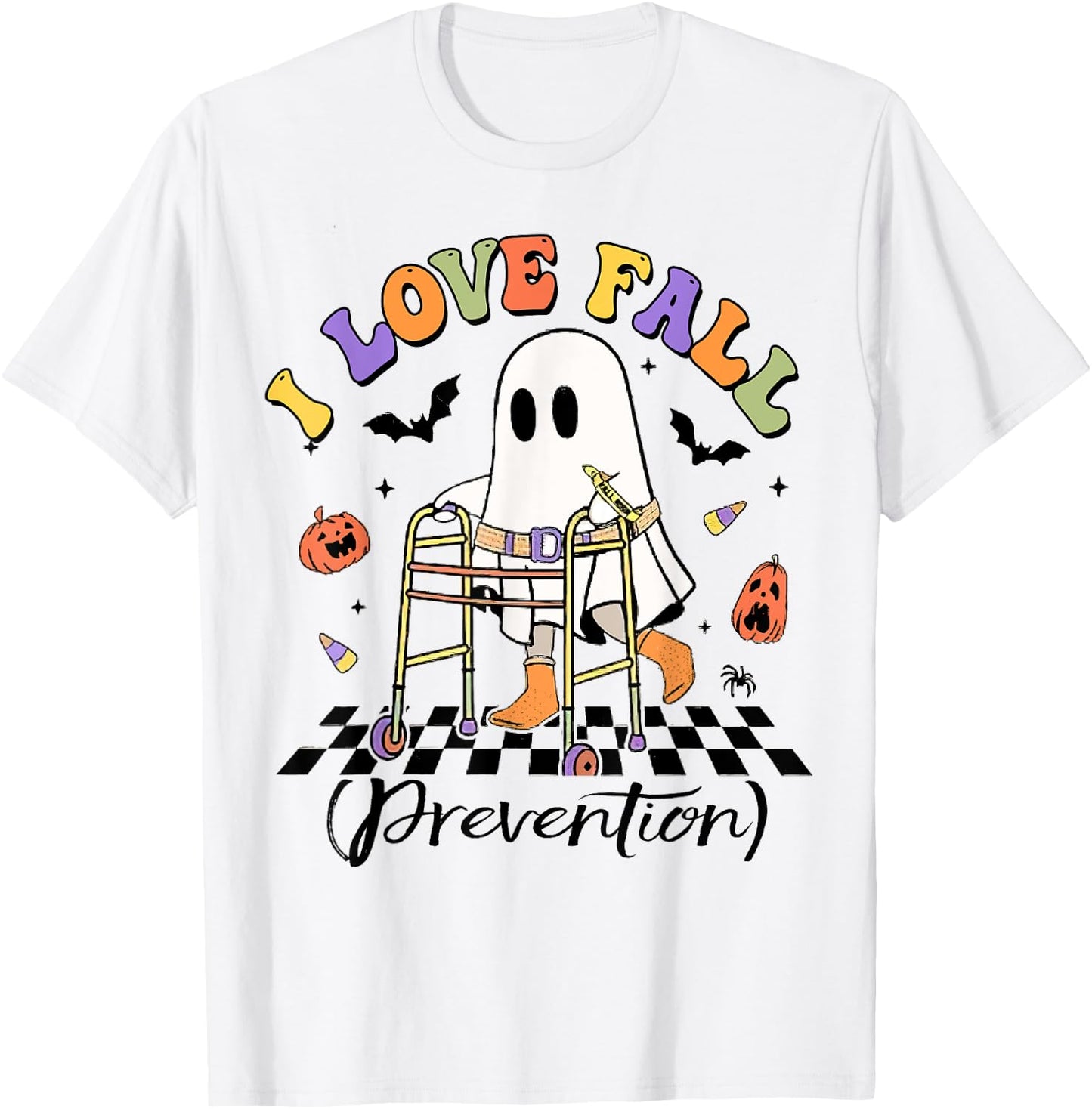 Occupational Therapy Halloween Nurse, I Love Fall Prevention T-Shirt - T-Shirt | White