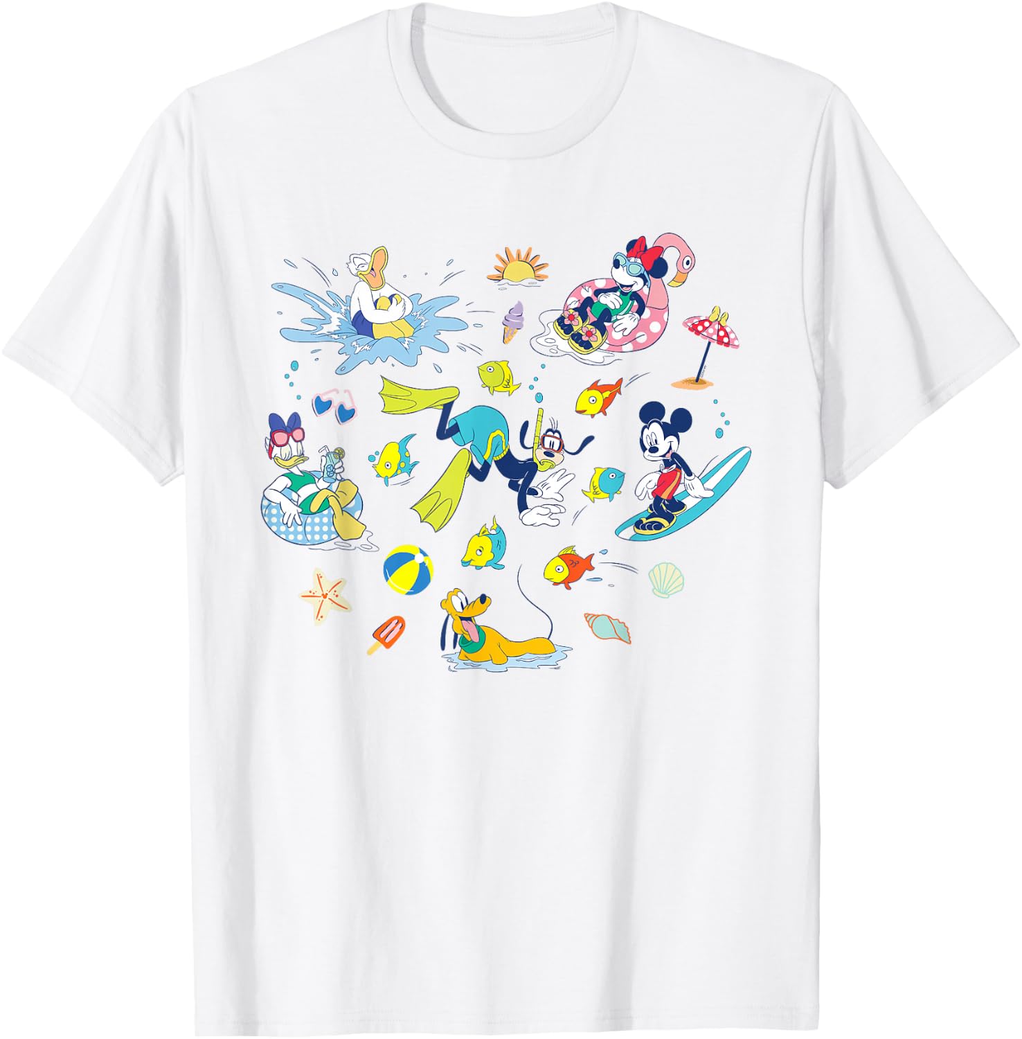 Disney Mickey & Friends Summer Beach Vacation Fun Coquette T-Shirt - T-Shirt | White