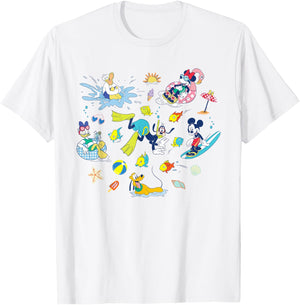 Disney Mickey & Friends Summer Beach Vacation Fun Coquette T-Shirt - T-Shirt | White