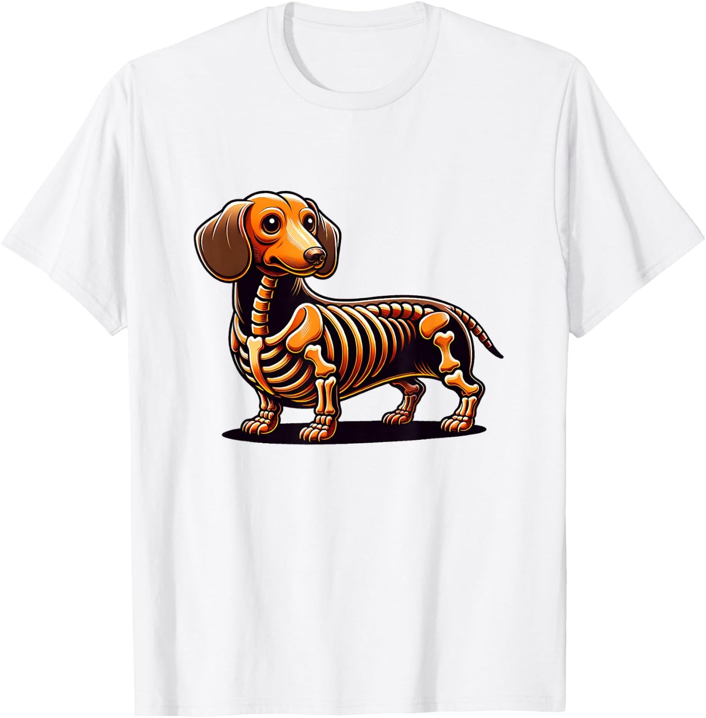 Cute Funny Skeleton Dachshund Wiener Dog Halloween T-Shirt - T-Shirt | White