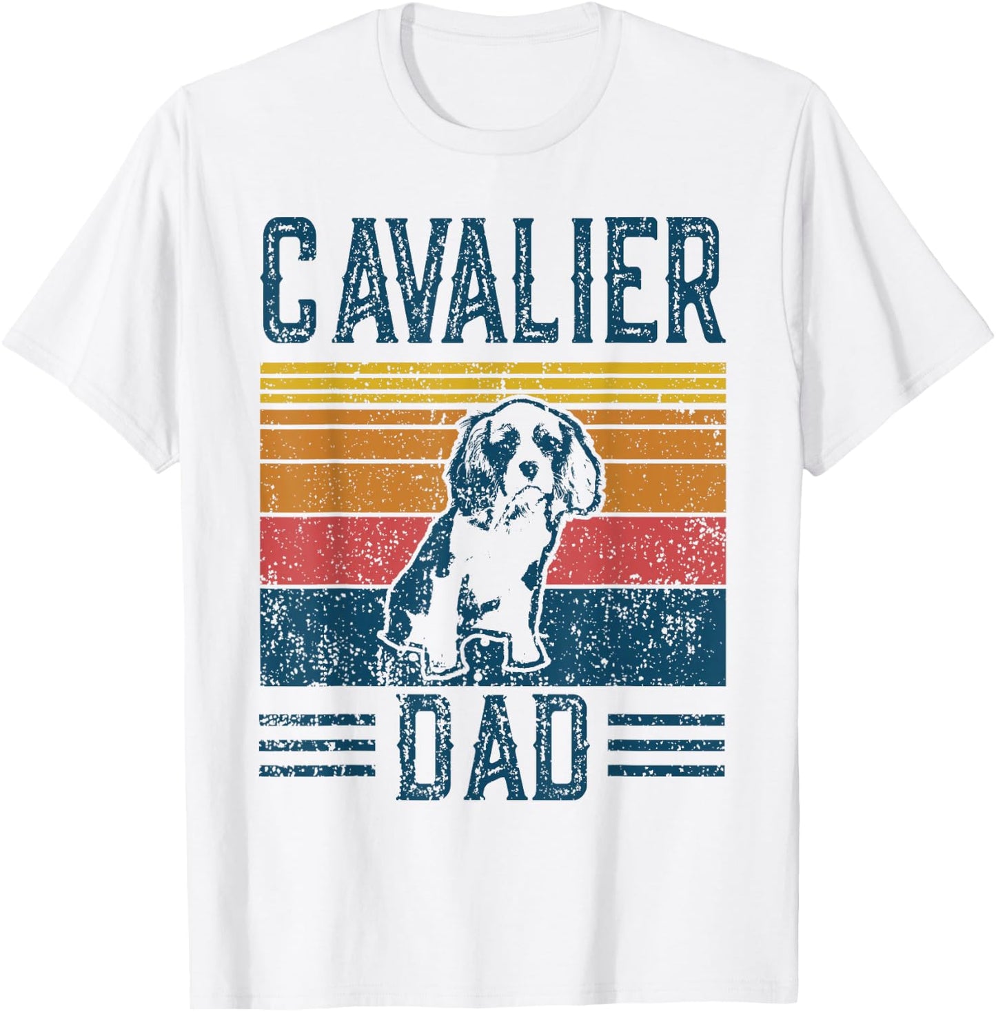 Dog | Cavalier King Charles Spaniel - Vintage Cavalier Dad T-Shirt - T-Shirt | White
