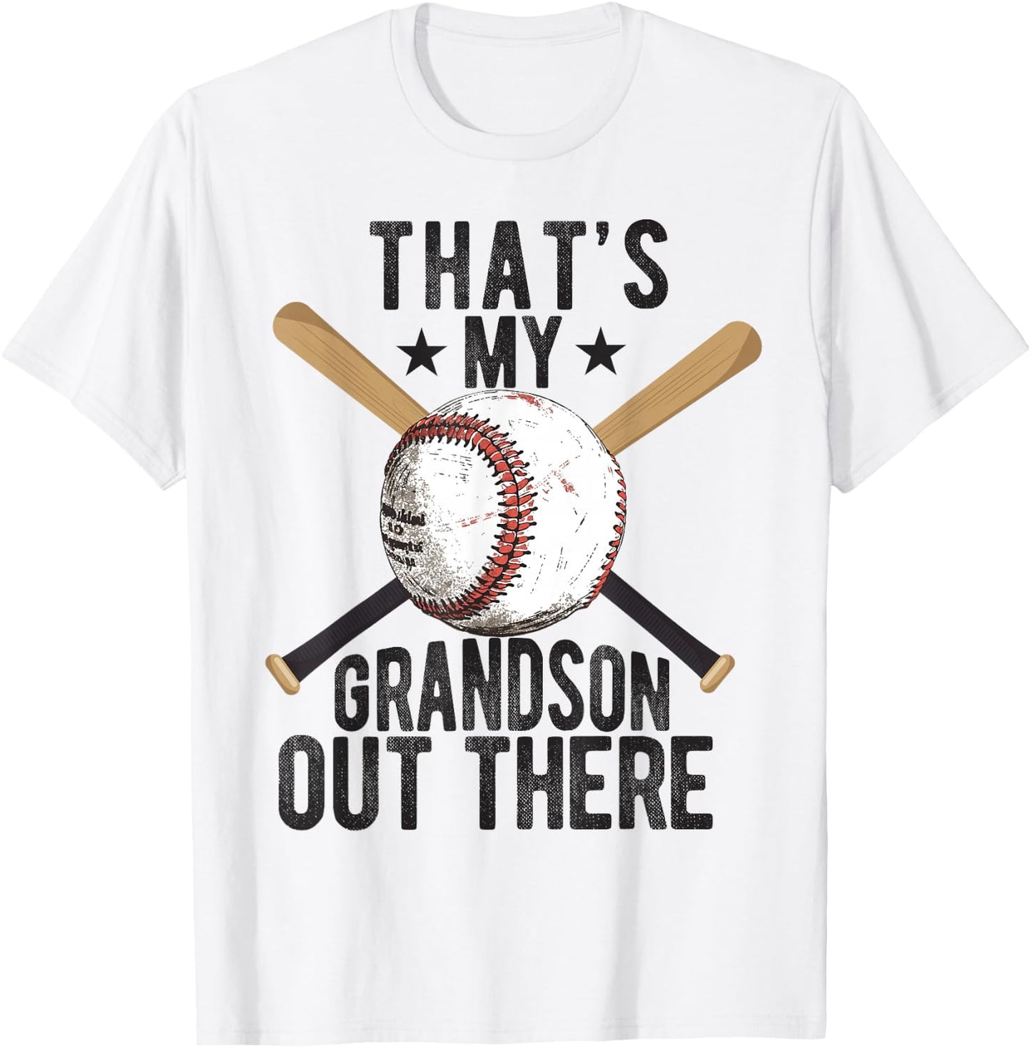 That's My Grandson Out There Baseball For Grandpa Grandma T-Shirt - T-Shirt | White