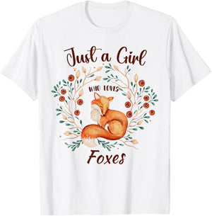 Just a Girl Who Loves Foxes for Girls Wild Animals Women T-Shirt - T-Shirt | White