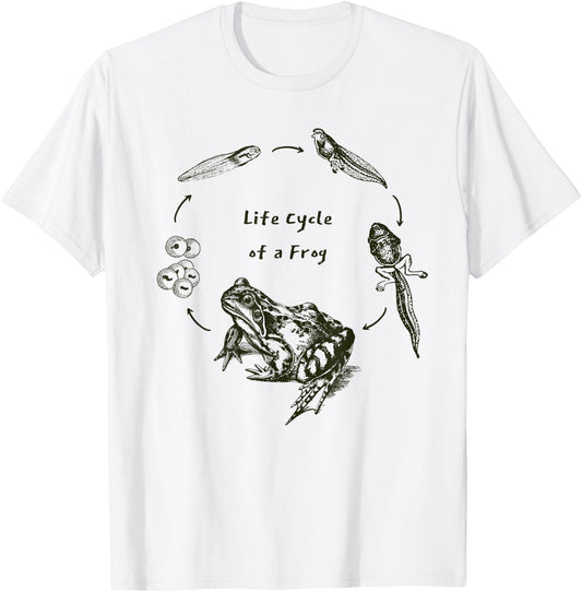 Frog Toad Life Cycle Biology Teacher Vintage Science T-Shirt - T-Shirt | White