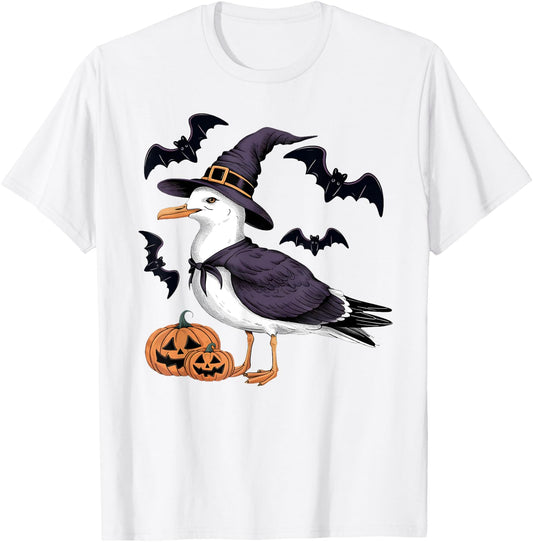 Seagull Bird Halloween Costume Pumpkin Bat Witch T-Shirt - T-Shirt | White