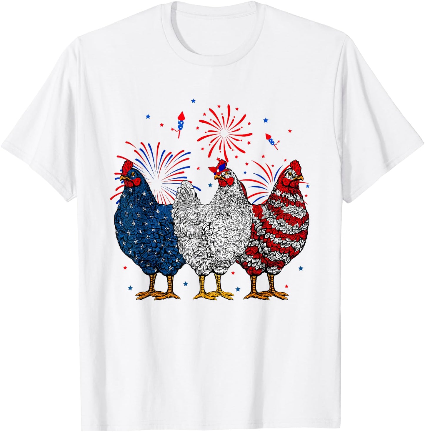 Chicken USA Flag Patriotic Chicken Lover 4th of July T-Shirt - T-Shirt | White