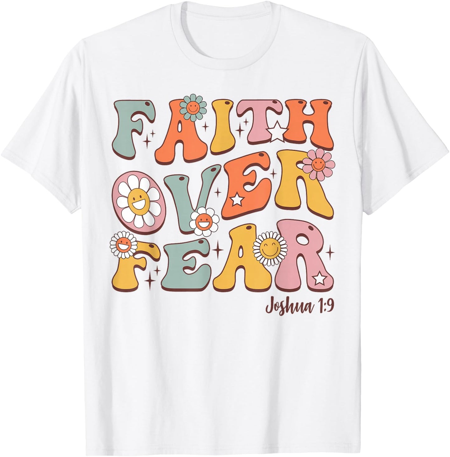 Christian-Shirt Girls Faith Over Fear Cute Jesus Kids Youth T-Shirt - T-Shirt | White