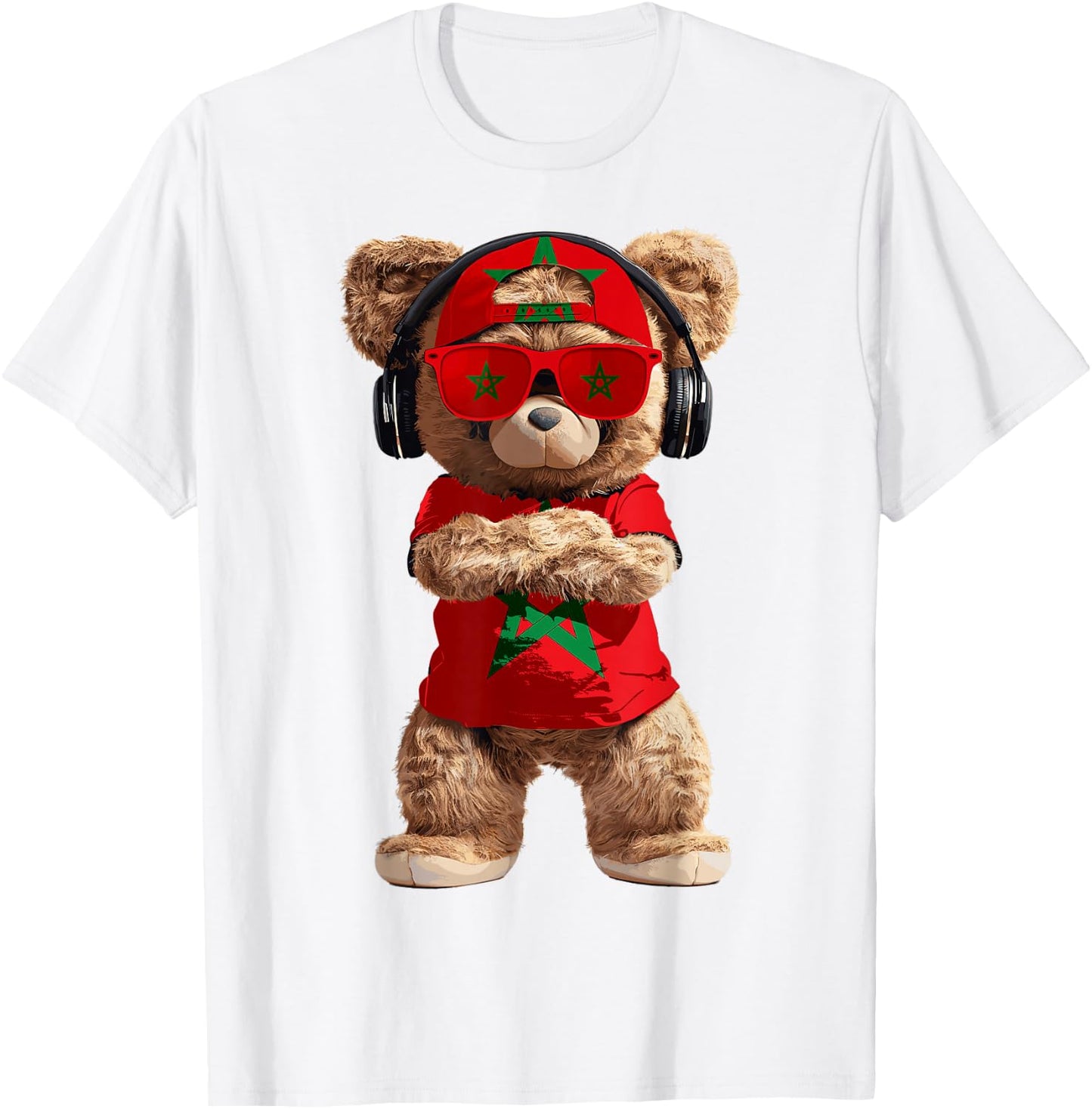Morocco Flag Souvenirs Bear Outfit Products Moroccan T-Shirt - T-Shirt | White