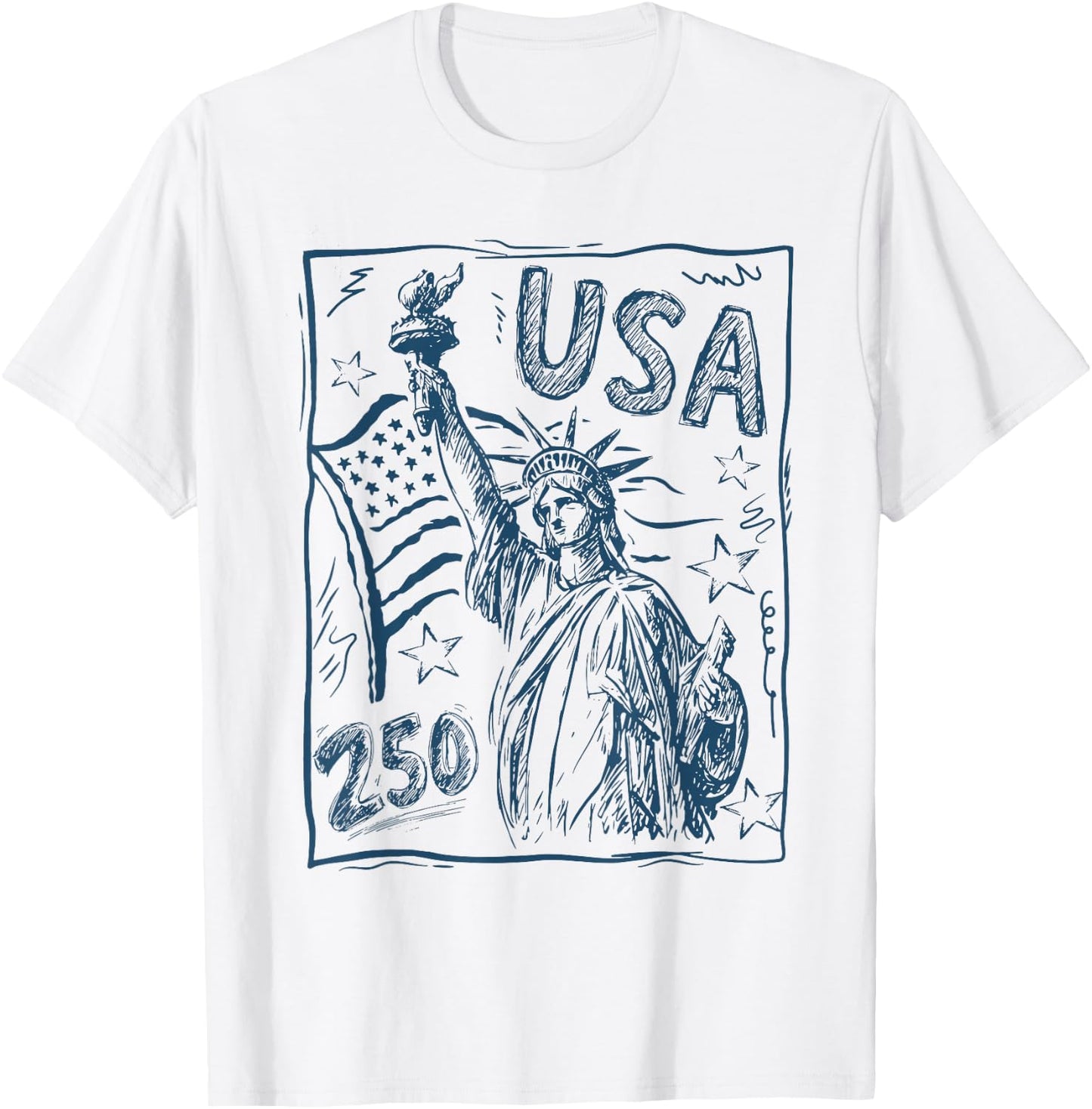 Statue of Liberty American 250 Years 1776-2026 4th of July T-Shirt - T-Shirt | White