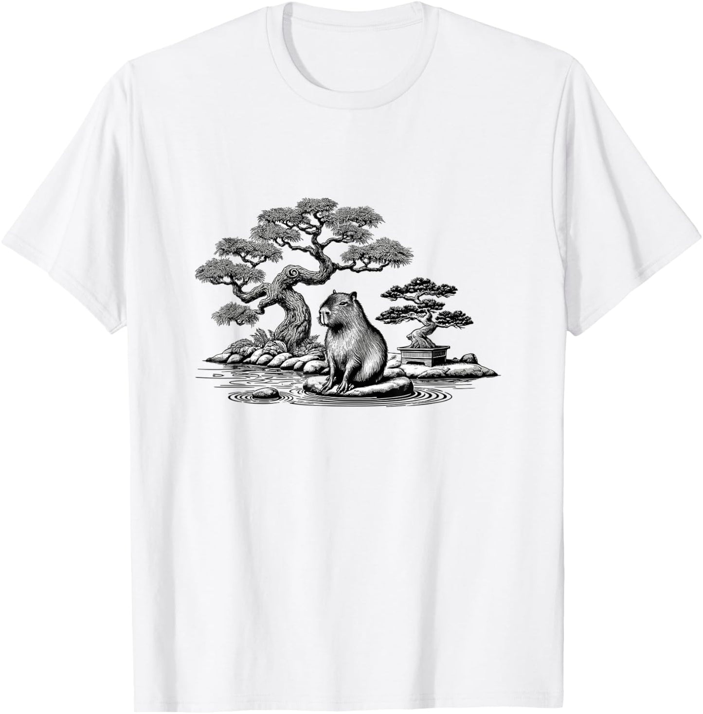 Retro Capybara Japanese Art T-Shirt - T-Shirt | White