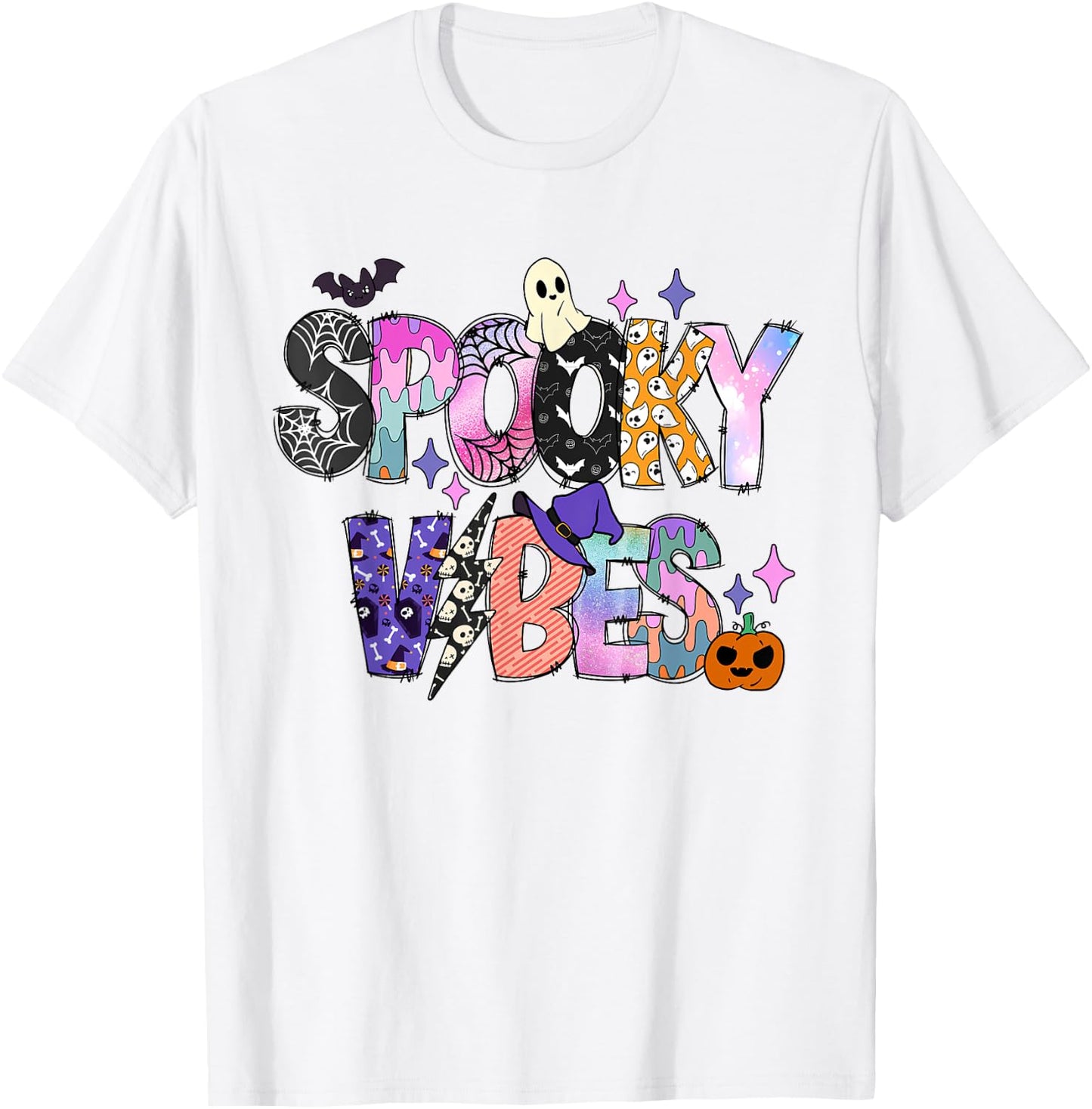 Spooky Vibes Halloween Costume Spooky Season Girl Kid T-Shirt - T-Shirt | White