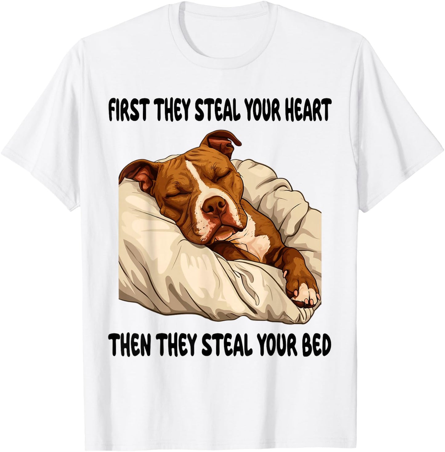 Pitbull Sleeping Pajamas Nightgown T-Shirt - T-Shirt | White