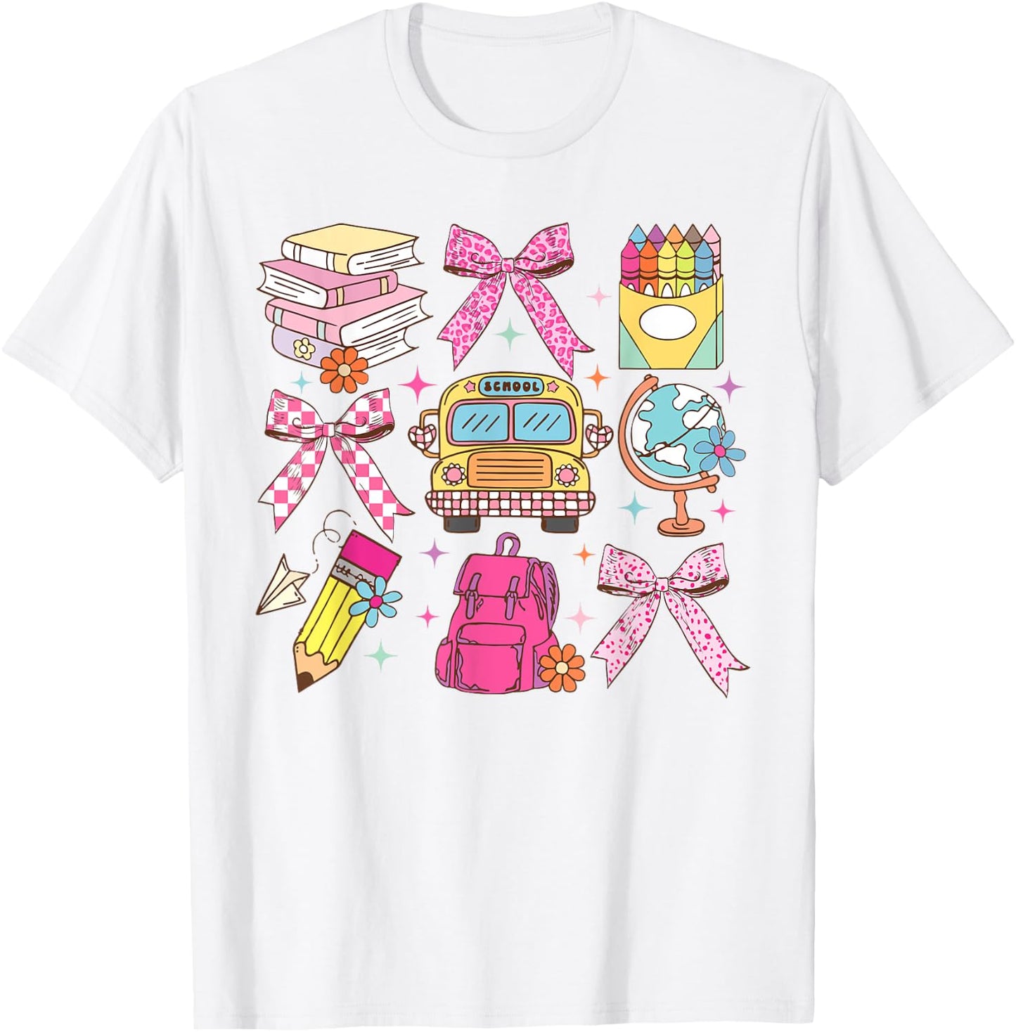 Coquette Bow Teacher Back To School Teacher Life Student Kid T-Shirt - T-Shirt | White