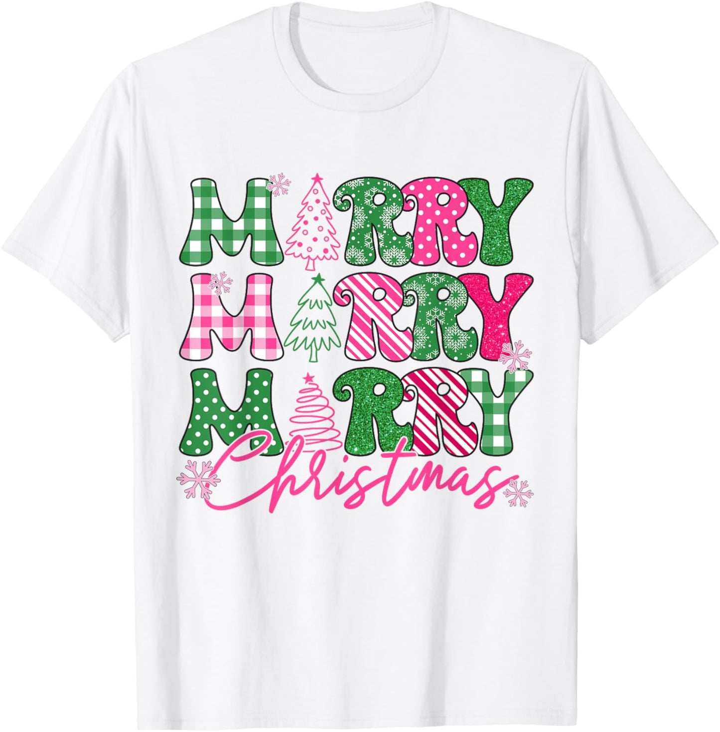 Merry Christmas Vintage Pink Christmas Coquette Bow Girl T-Shirt - T-Shirt | White
