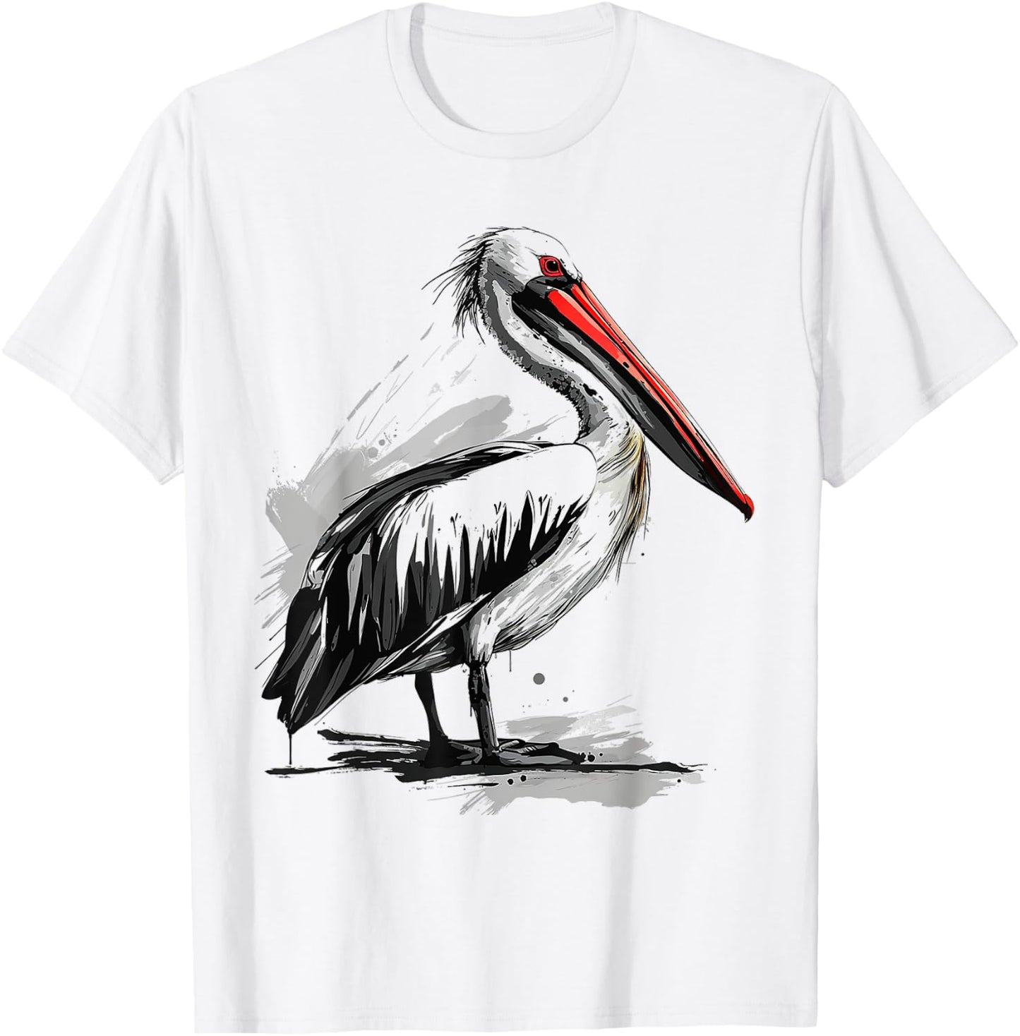 Pelican Animal Print Graphic Drawing Portrait Pelican T-Shirt - T-Shirt | White