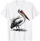 Pelican Animal Print Graphic Drawing Portrait Pelican T-Shirt - T-Shirt | White