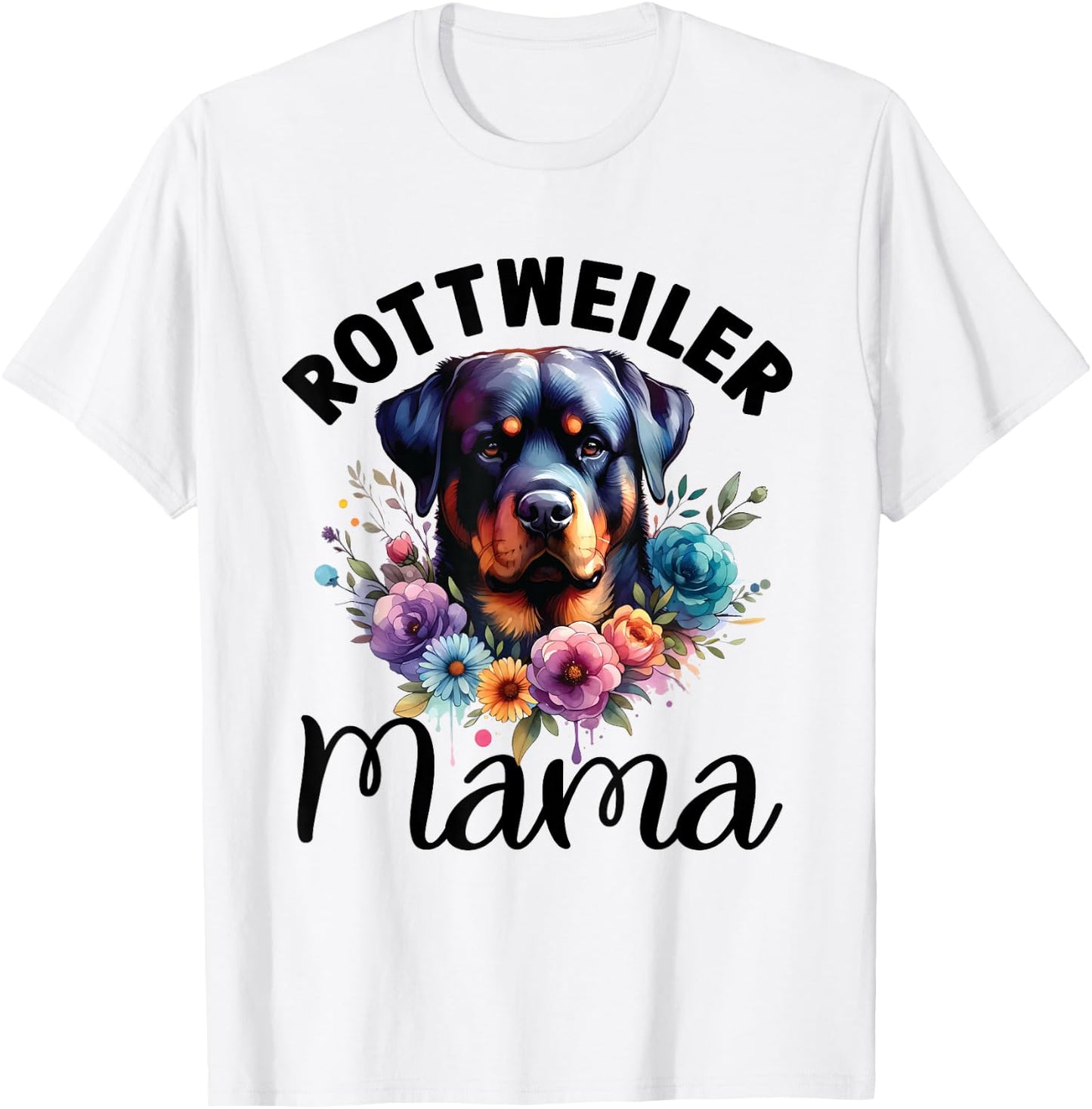 Floral Rottweiler Mom Dog Lovers Rottie Mama Mother's Day Men Women Kids T-Shirt - T-Shirt | White