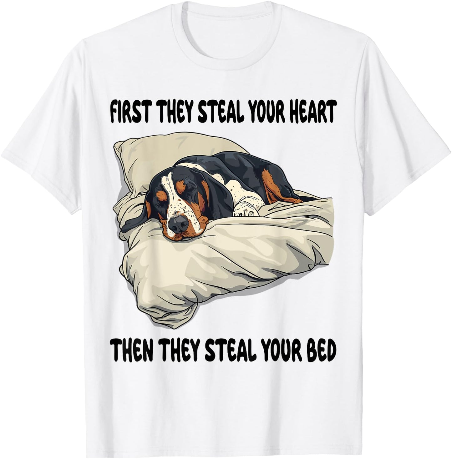 Bluetick Coonhound Sleeping Pajamas Nightgown T-Shirt - T-Shirt | White