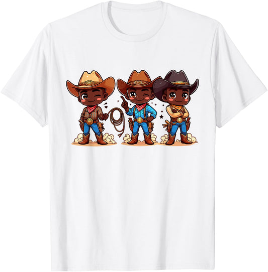 Black Cowboy Western Rodeo Melanin Black History Texas Kids T-Shirt - T-Shirt | White
