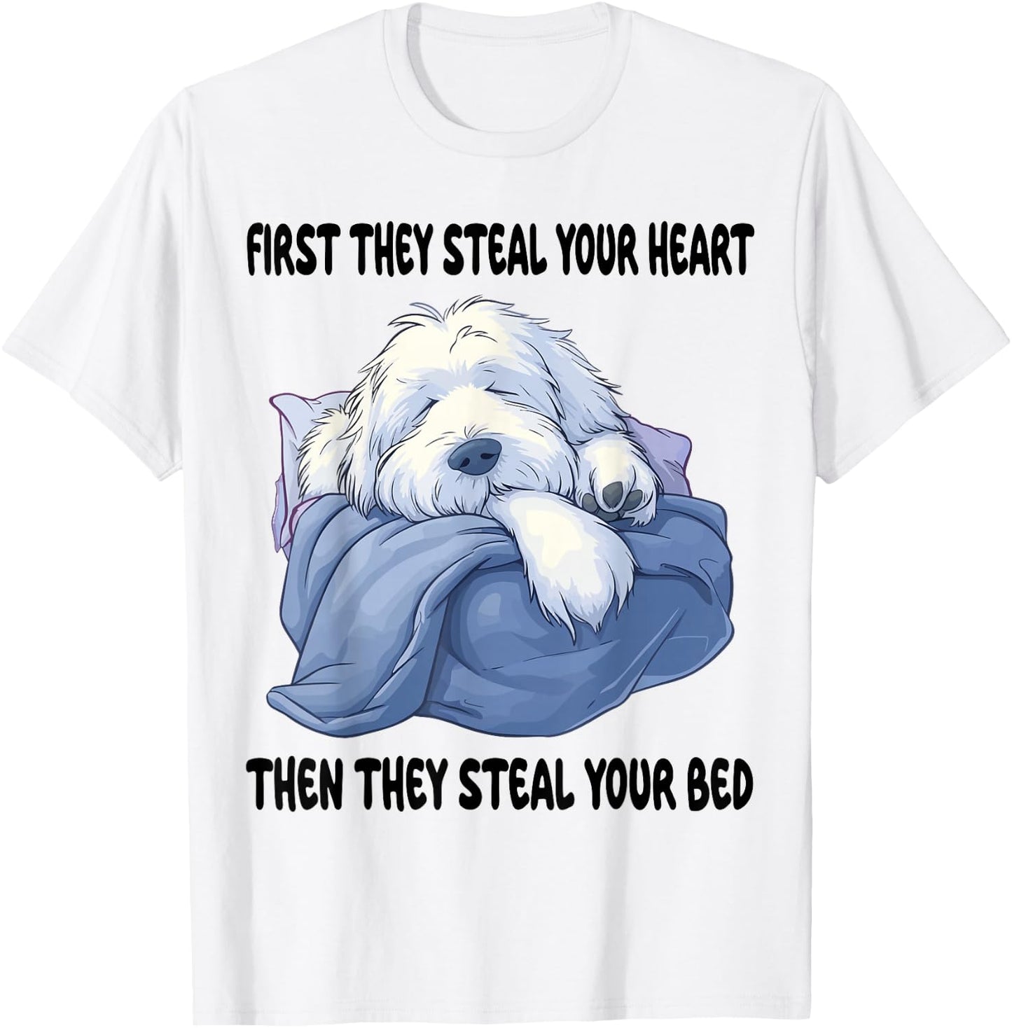 Old English Sheepdog Sleeping Pajamas Nightgown T-Shirt - T-Shirt | White
