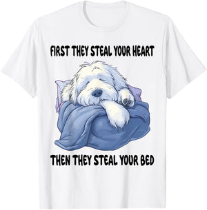 Old English Sheepdog Sleeping Pajamas Nightgown T-Shirt - T-Shirt | White