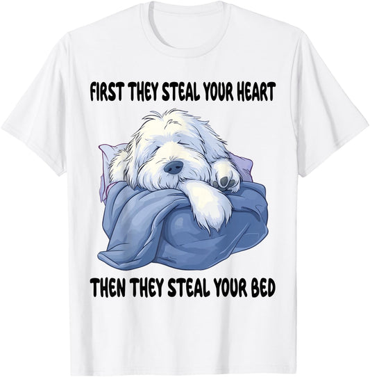 Old English Sheepdog Sleeping Pajamas Nightgown T-Shirt - T-Shirt | White