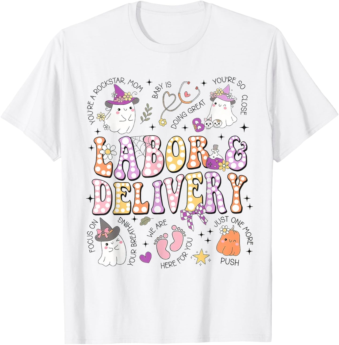 Halloween Labor And Delivery Nurse, Halloween L&D Nurse T-Shirt - T-Shirt | White